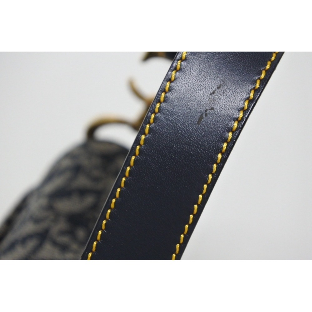 Christian Dior Trotter Saddle Bag Galliano canvas leather Navy Blue - Picture 7 of 10
